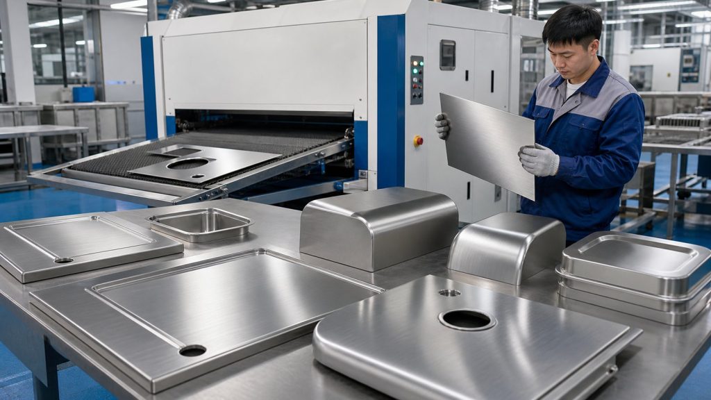 Stainless Steel Kitchen Equipment Deburring and Brushing Workflow