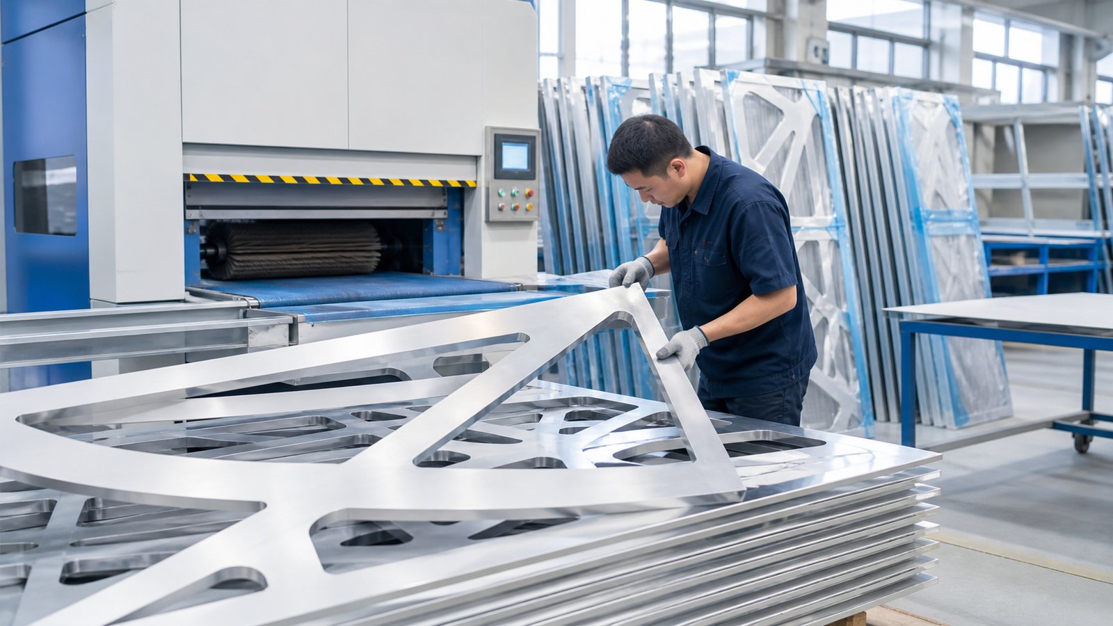 Aluminum Curtain Wall Panel Deburring and Brushing for Architectural Projects