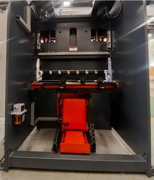 Standard-mounted back-gauge arrangement shown inside the BOGONG press brake